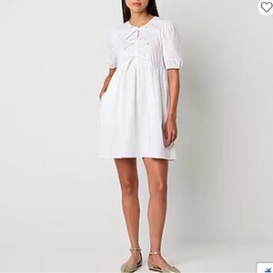 Be by Chetta B Babydoll Dress Women Sz XL White Relaxed Fit Summer Vacation Wear